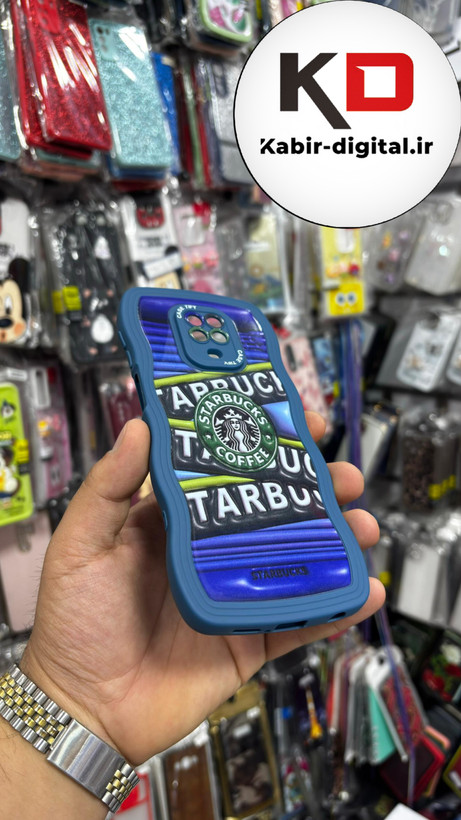 قاب گوشی Redmi Note 9 - Note 9sشیائومی منحنی دور سیلیکونی متال طرح سه بعدی استارباکس