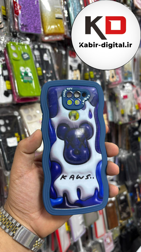 قاب گوشی Redmi Note 9 4Gشیائومی منحنی دور سیلیکونی متال طرح سه بعدی سگ آبی