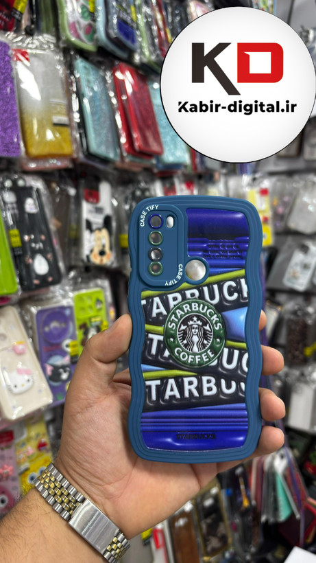 قاب گوشی Redmi Note 8شیائومی منحنی دور سیلیکونی متال طرح سه بعدی استارباکس
