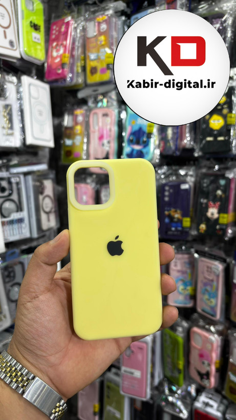قاب گوشی iPhone 12 - iPhone 12 Pro آیفون سیلیکونی پاستیلی اورجینال Case پاک کنی داخل مخملی درجه یک زرد کره ایی