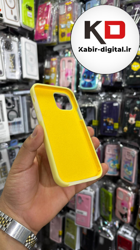 قاب گوشی iPhone 12 - iPhone 12 Pro آیفون سیلیکونی پاستیلی اورجینال Case پاک کنی داخل مخملی درجه یک زرد کره ایی