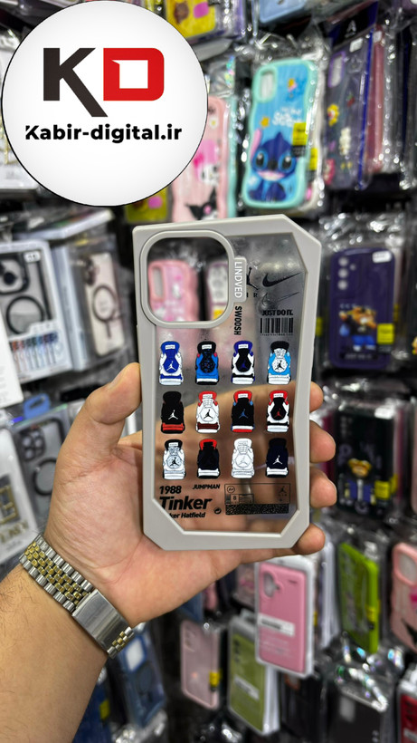 قاب گوشی iPhone 12 pro max آیفون شفاف اورجینال فانتزی چند ضلعی طرح فانتزی طوسی
