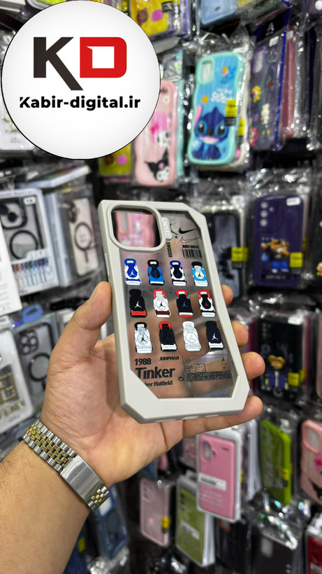 قاب گوشی iPhone 12 pro max آیفون شفاف اورجینال فانتزی چند ضلعی طرح فانتزی طوسی