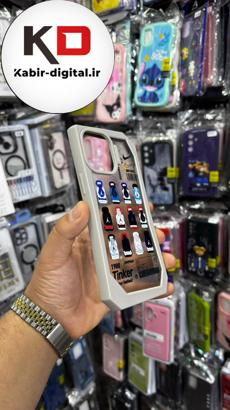 قاب گوشی iPhone 12 pro max آیفون شفاف اورجینال فانتزی چند ضلعی طرح فانتزی طوسی