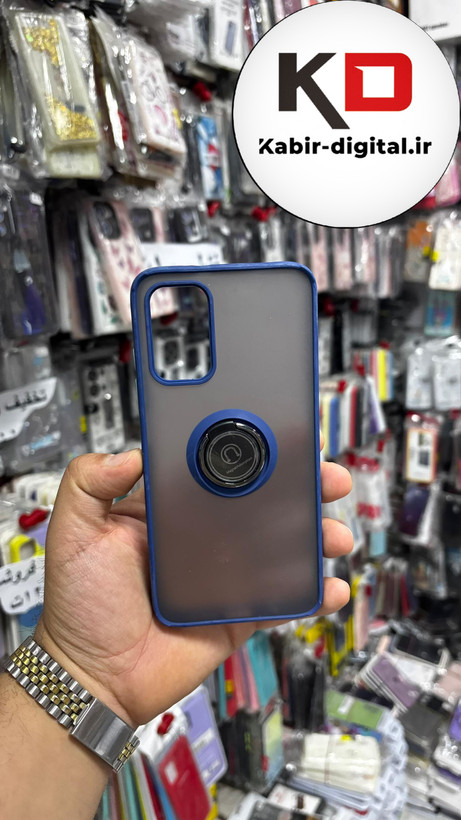 قاب گوشی Redmi Note 9t شیائومی طرح پشت مات رینگ دار(هولدر دار) آبی