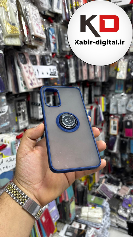 قاب گوشی Redmi Note 9t شیائومی طرح پشت مات رینگ دار(هولدر دار) آبی