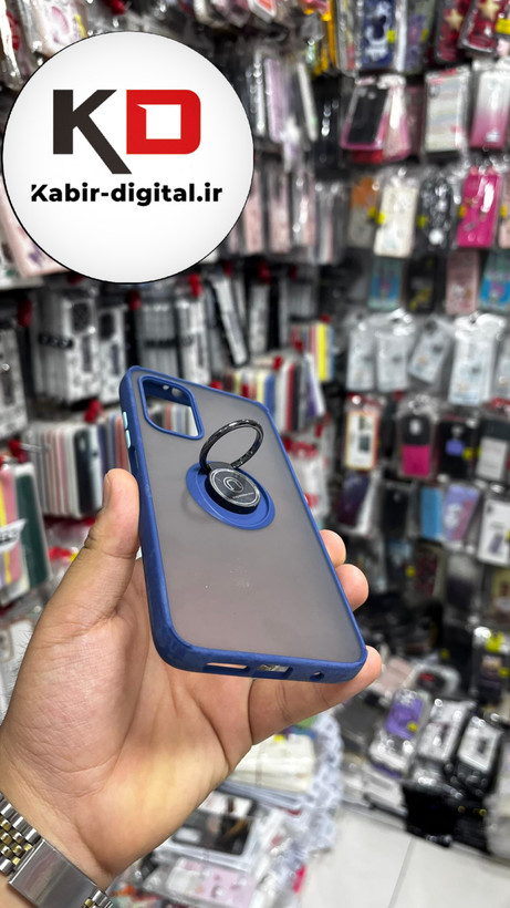 قاب گوشی Redmi Note 9t شیائومی طرح پشت مات رینگ دار(هولدر دار) آبی
