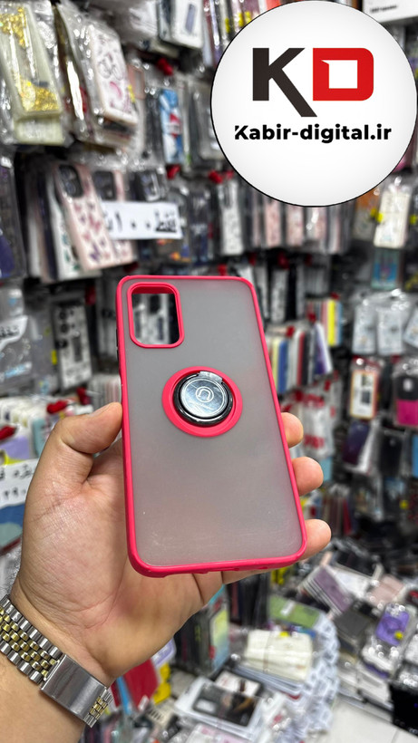 قاب گوشی Redmi Note 9t شیائومی طرح پشت مات رینگ دار(هولدر دار) صورتی