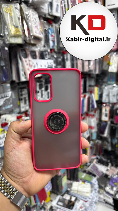 قاب گوشی Redmi Note 9t شیائومی طرح پشت مات رینگ دار(هولدر دار) صورتی