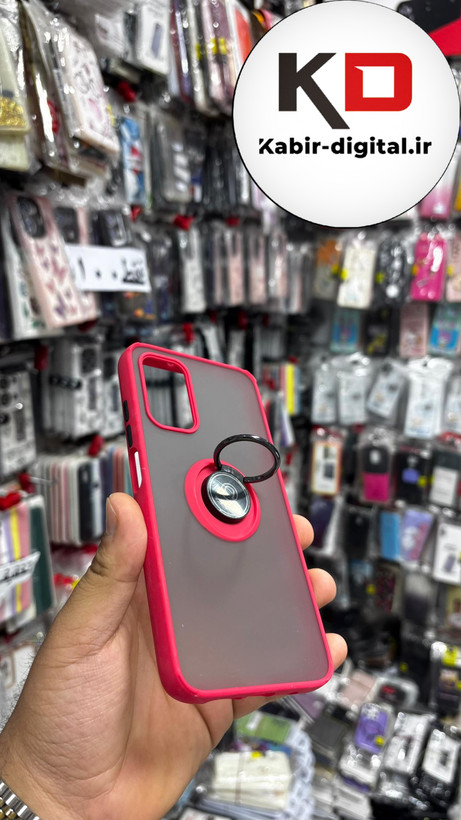 قاب گوشی Redmi Note 9t شیائومی طرح پشت مات رینگ دار(هولدر دار) صورتی