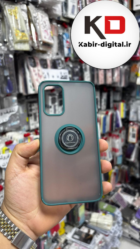 قاب گوشی Redmi Note 9t شیائومی طرح پشت مات رینگ دار(هولدر دار) سبز