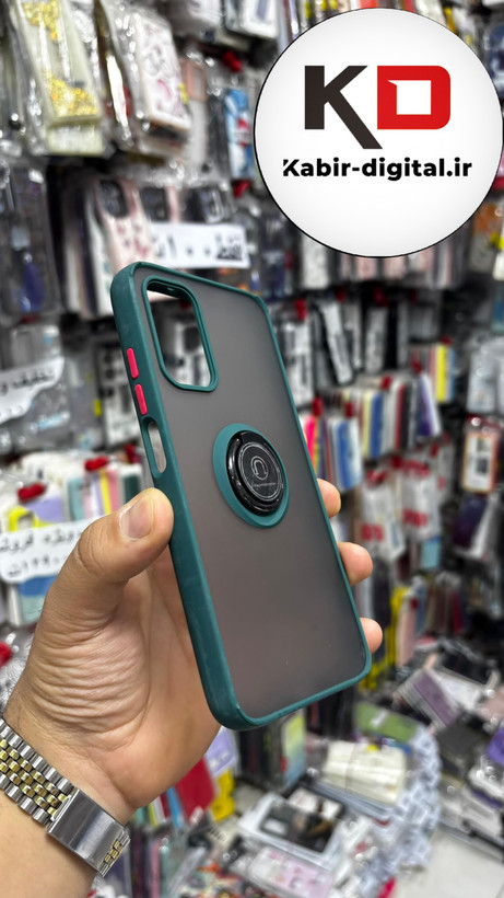 قاب گوشی Redmi Note 9t شیائومی طرح پشت مات رینگ دار(هولدر دار) سبز