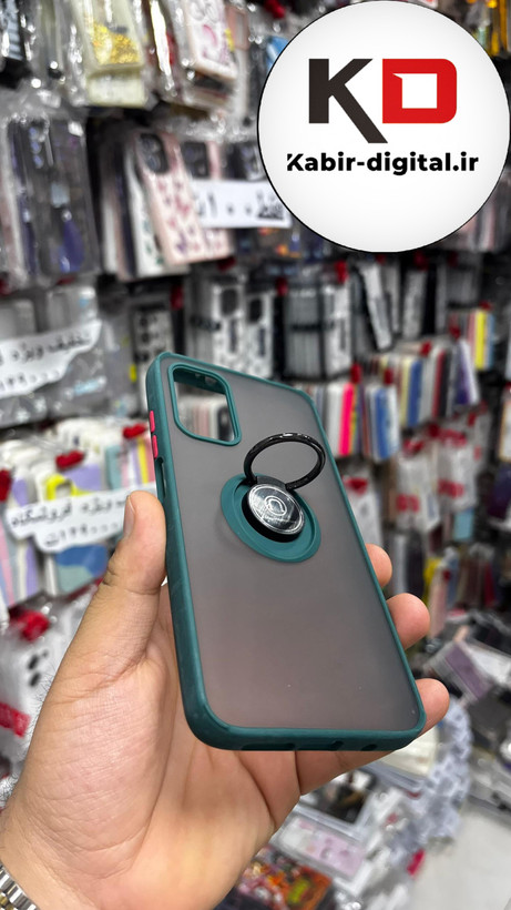 قاب گوشی Redmi Note 9t شیائومی طرح پشت مات رینگ دار(هولدر دار) سبز