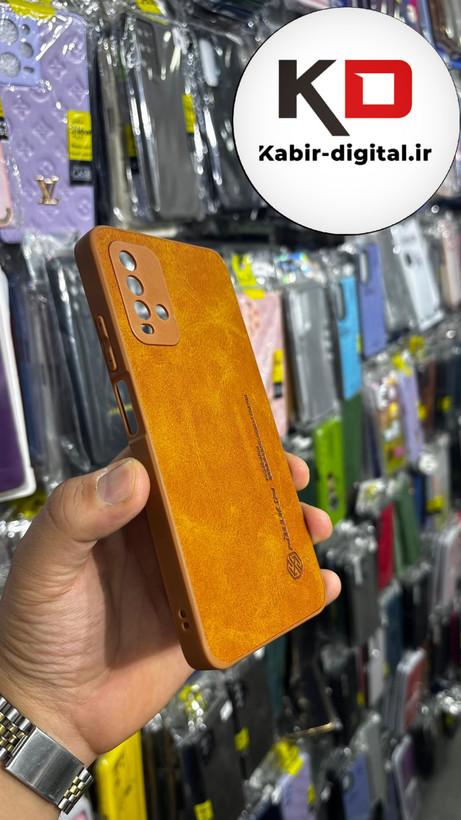 قاب گوشی Redmi 9T شیائومی نیلکین NILLKIN سوزنی چرمی محافظ لنز دار عسلی