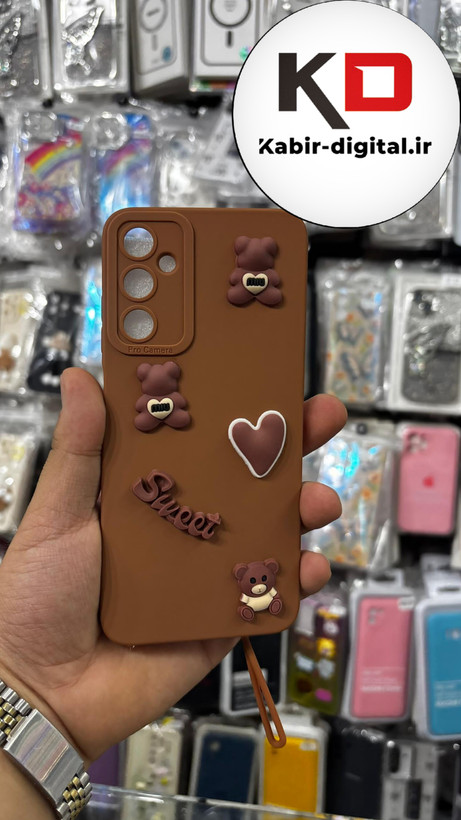 قاب گوشی Galaxy A05s سامسونگ طرح سیلیکونی Solid عروسکی برجسته محافظ لنزدار طرح خرس نسکافه ای