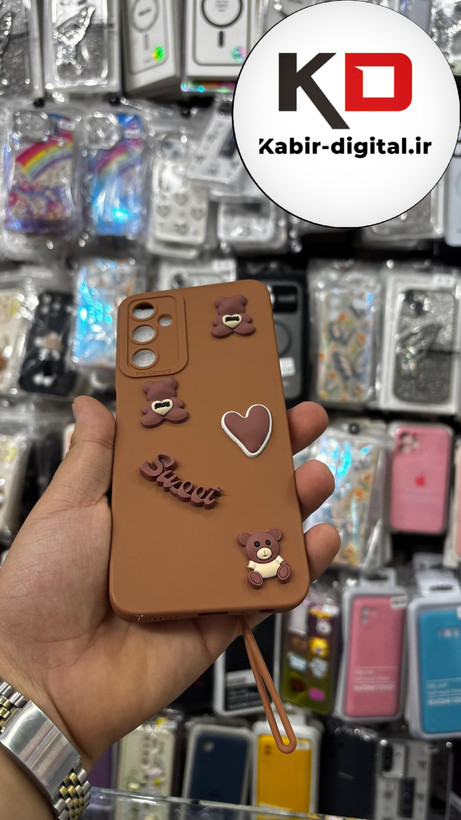 قاب گوشی Galaxy A05s سامسونگ طرح سیلیکونی Solid عروسکی برجسته محافظ لنزدار طرح خرس نسکافه ای