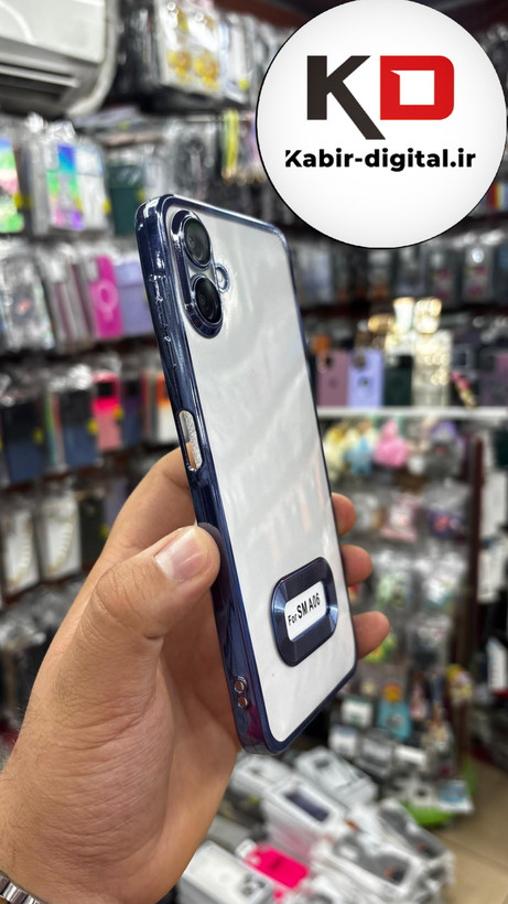 قاب گوشی Galaxy A06 سامسونگ طرح الکتروپلیتینگ ژله ای شفاف اورجینال طرح مگ سیف محافظ لنز دار آبی