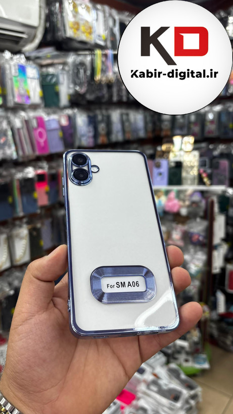 قاب گوشی Galaxy A06 سامسونگ طرح الکتروپلیتینگ ژله ای شفاف اورجینال طرح مگ سیف محافظ لنز دار آبی