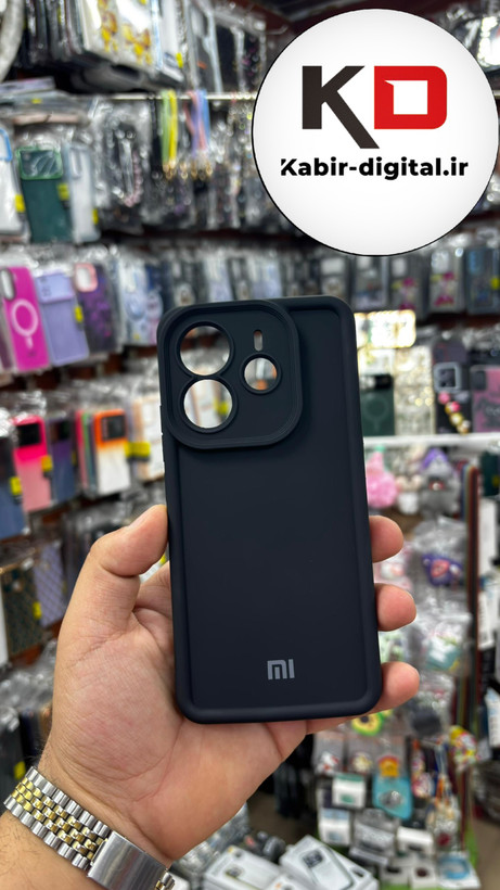 قاب گوشی Redmi Note 14 4G شیائومی طرح سیلیکونی Solid لوگو دار محافظ لنزدار مشکی