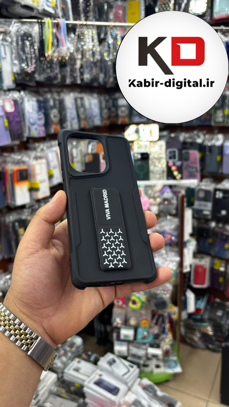 گارد پاپ استند VIVA MADRID قابلیت استند شو رنگ مشکی مناسب برای قاب گوشی Redmi13 4G شیائومی