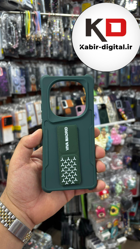 گارد پاپ استند VIVA MADRID قابلیت استند شو رنگ سبز مناسب برای قاب گوشی Redmi14 PRO 5G شیائومی
