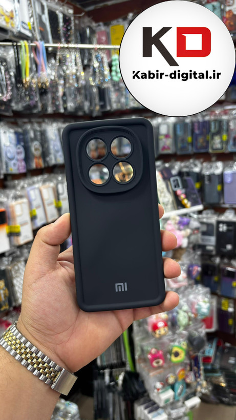 قاب گوشی Redmi Note 14 Pro 5G شیائومی طرح سیلیکونی Solid لوگو دار محافظ لنزدار مشکی