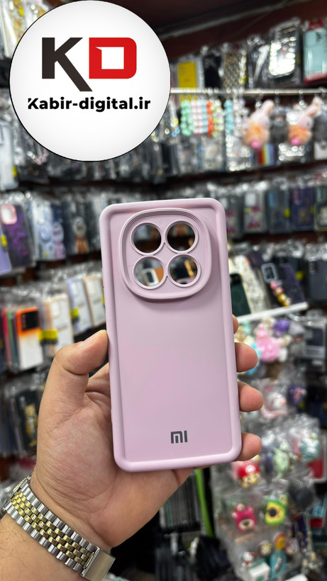 قاب گوشی Redmi Note 14 Pro plusشیائومی طرح سیلیکونی Solid لوگو دار محافظ لنزدار بنفش کدر