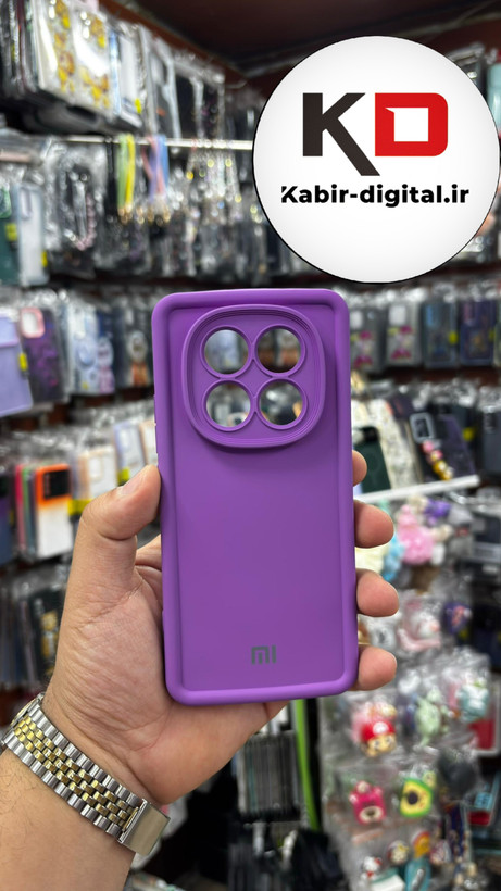 قاب گوشی Redmi Note 14 Pro plusشیائومی طرح سیلیکونی Solid لوگو دار محافظ لنزدار بنفش