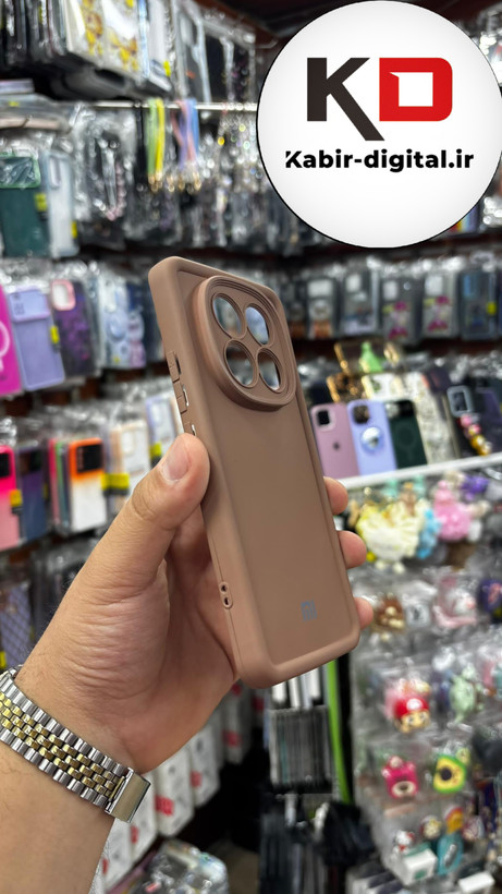 قاب گوشی Redmi Note 14 Pro plusشیائومی طرح سیلیکونی Solid لوگو دار محافظ لنزدار قهوه ای