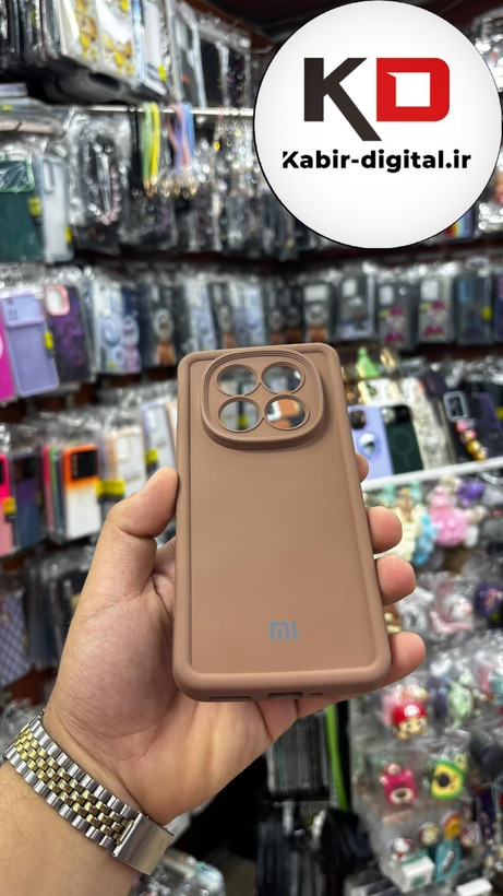 قاب گوشی Redmi Note 14 Pro plusشیائومی طرح سیلیکونی Solid لوگو دار محافظ لنزدار قهوه ای