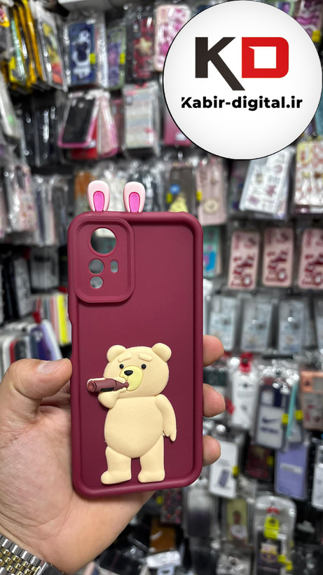 قاب گوش Redmi Note 12s / Note11/ Note 11s شیائومی طرح سیلیکونی Solid عروسکی فانتزی برجسته سه بعدی محافظ لنزدار طرح خرس کرم