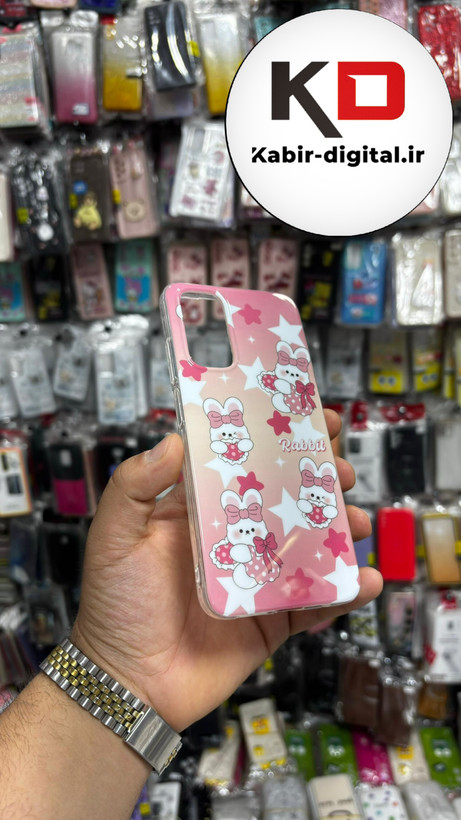 قاب گوشی Redmi Note 12s / Note 11s / Note 11 شیائومی فانتزی اورجینال Grade A شیشه ای PVD براق دور سیلیکونی ضدخش ضد ضربه طرح خرگوش سفید