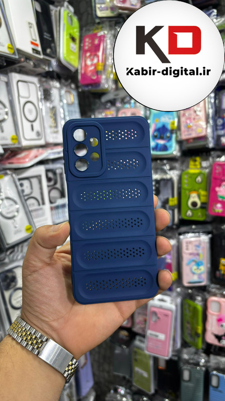 قاب گوشی Galaxy A13 4G/ A23 4G سیلیکونی پافر PC توری زیر بسته محافظ لنز دار آبی کاربنی