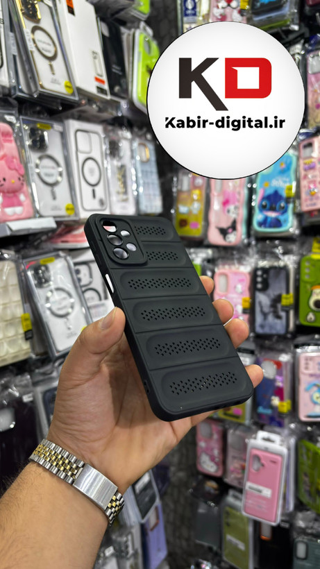 قاب گوشی Galaxy A13 4G/ A23 4G سیلیکونی پافر PC توری زیر بسته محافظ لنز دار مشکی