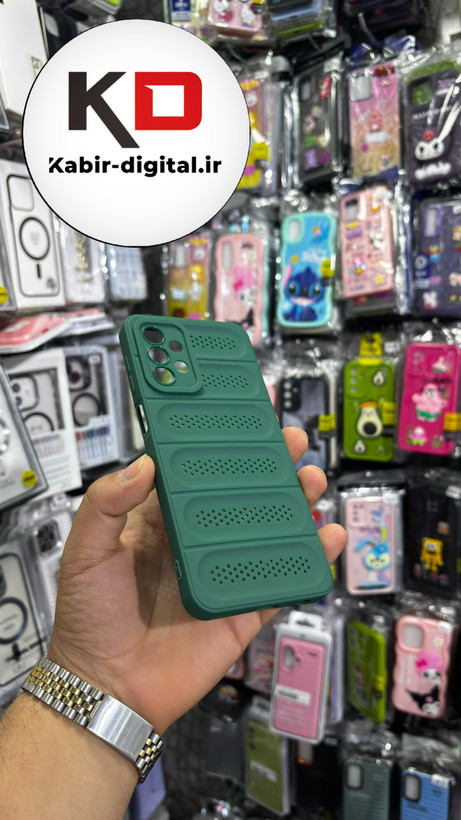 قاب گوشی Galaxy A13 4G/ A23 4G سیلیکونی پافر PC توری زیر بسته محافظ لنز دار سبز