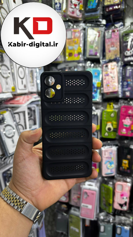 قاب گوشی Galaxy A06 سیلیکونی پافر PC توری زیر بسته محافظ لنز دار مشکی