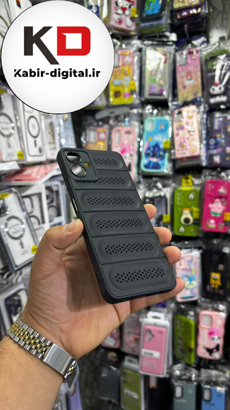 قاب گوشی Galaxy A06 سیلیکونی پافر PC توری زیر بسته محافظ لنز دار مشکی