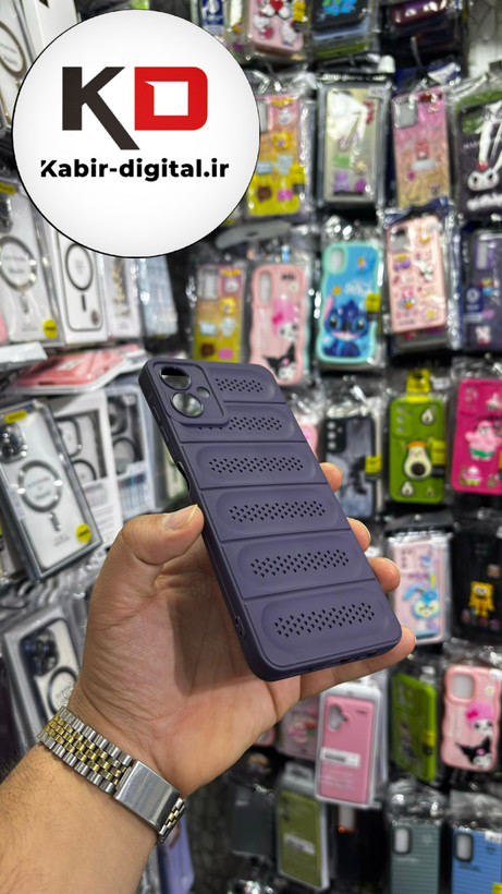 قاب گوشی Galaxy A06 سیلیکونی پافر PC توری زیر بسته محافظ لنز دار بنفش
