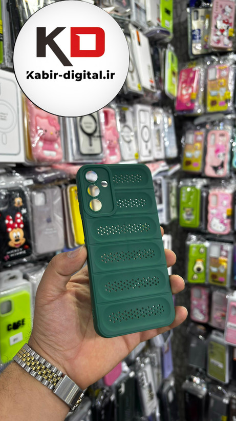 قاب گوشی Galaxy A15 سیلیکونی پافر PC توری زیر بسته محافظ لنز دار سبز