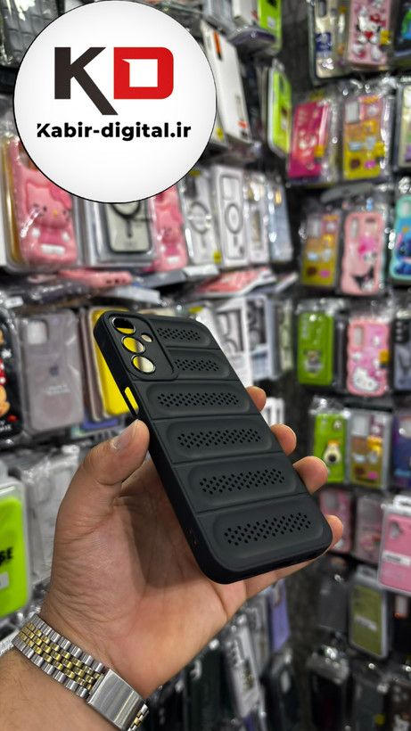قاب گوشی Galaxy A15 سیلیکونی پافر PC توری زیر بسته محافظ لنز دار مشکی