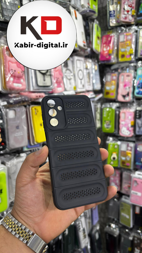 قاب گوشی Galaxy A15 سیلیکونی پافر PC توری زیر بسته محافظ لنز دار مشکی