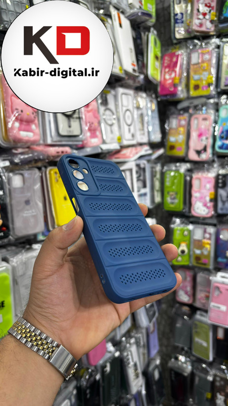 قاب گوشی Galaxy A15 سیلیکونی پافر PC توری زیر بسته محافظ لنز دار آبی کاربنی
