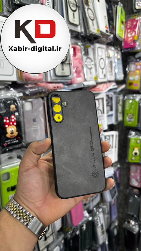 قاب گوشی Galaxy A15 سامسونگ نیلکین NILLKIN سوزنی چرمی محافظ لنز دار خاکستری