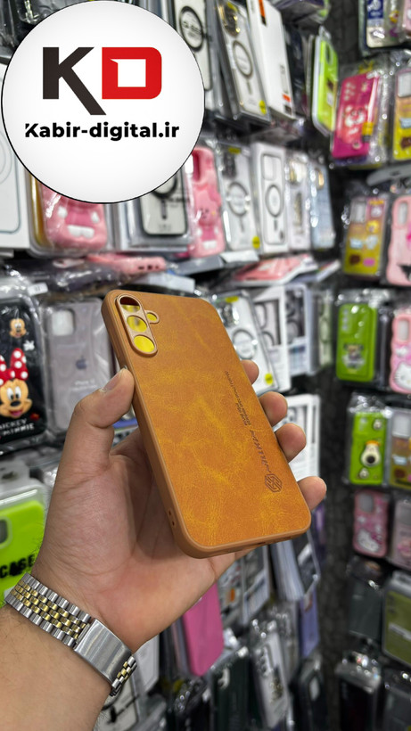 قاب گوشی Galaxy A15 سامسونگ نیلکین NILLKIN سوزنی چرمی محافظ لنز دار عسلی