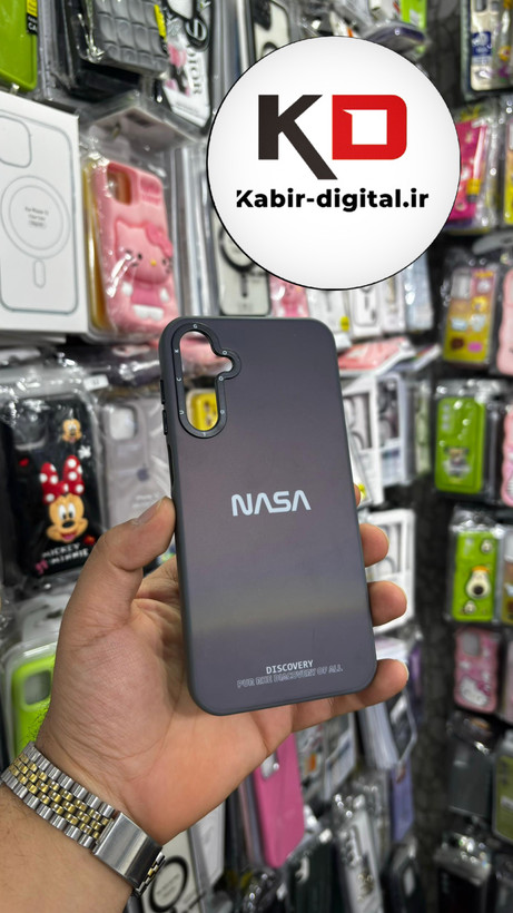 قاب گوشی Galaxy A15 سامسونگ فانتزی اورجینال Grade A شیشه ای PVD براق دور سیلیکونی ضدخش ضد ضربه طرح آسمان NASA