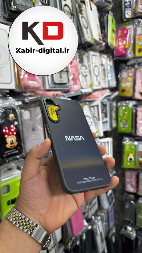 قاب گوشی Galaxy A15 سامسونگ فانتزی اورجینال Grade A شیشه ای PVD براق دور سیلیکونی ضدخش ضد ضربه طرح آسمان NASA