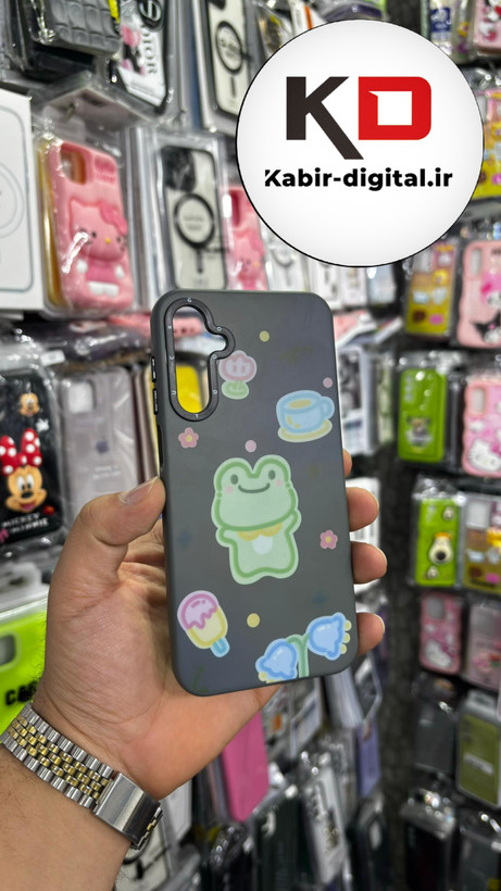 قاب گوشی Galaxy A15 سامسونگ فانتزی اورجینال Grade A شیشه ای PVD براق دور سیلیکونی ضدخش ضد ضربه طرح غورباقه