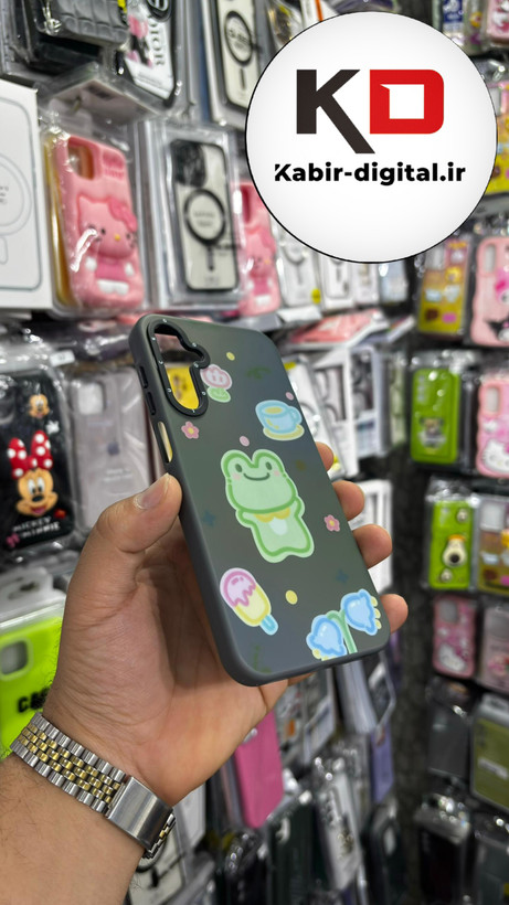 قاب گوشی Galaxy A15 سامسونگ فانتزی اورجینال Grade A شیشه ای PVD براق دور سیلیکونی ضدخش ضد ضربه طرح غورباقه