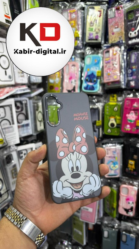 قاب گوشی Galaxy A05s سامسونگ فانتزی اورجینال Grade A شیشه ای PVD براق دور سیلیکونی ضدخش ضد ضربه طرح میکی موس