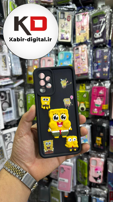 قاب گوشی Galaxy A73 سامسونگ طرح سیلیکونی ژله ای سولید SOLID سه بعدی برجسته عروسکی باب اسفنجی محافظ لنزدار